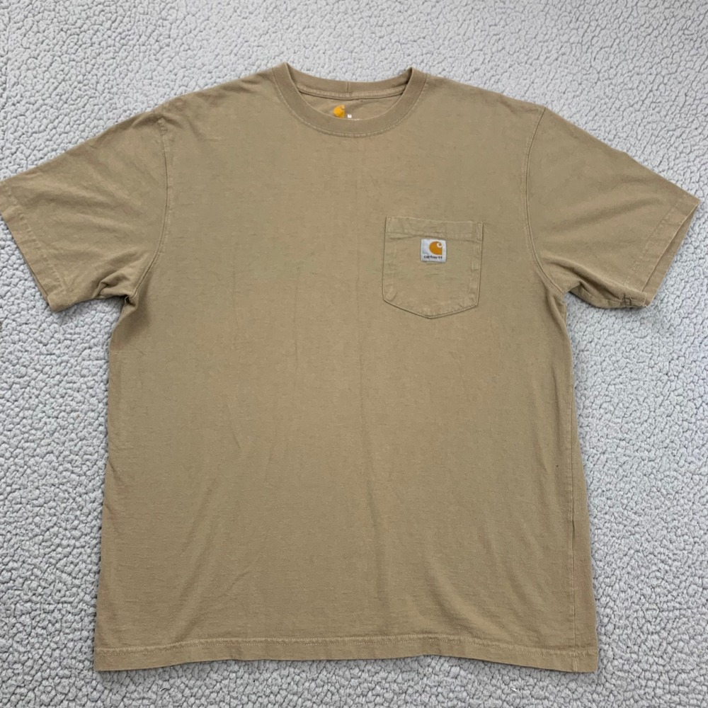 Carhartt T-Shirt Mens Medium Tan K87 Original Fit‎ Heavyweight Pocket Tee